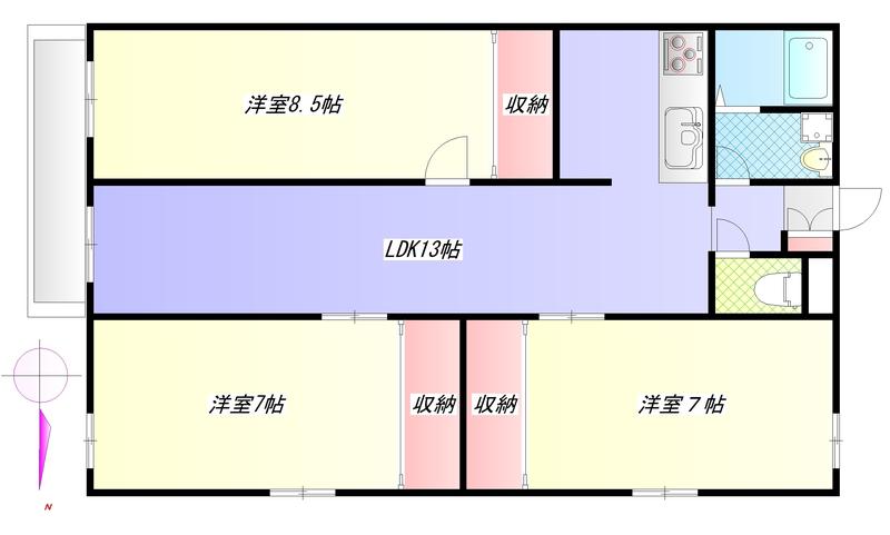 ヘリオス378小平栄町(3LDK/3階)の間取り写真