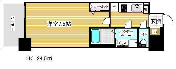 レジュールアッシュ神戸元町(1K/9階)の間取り写真