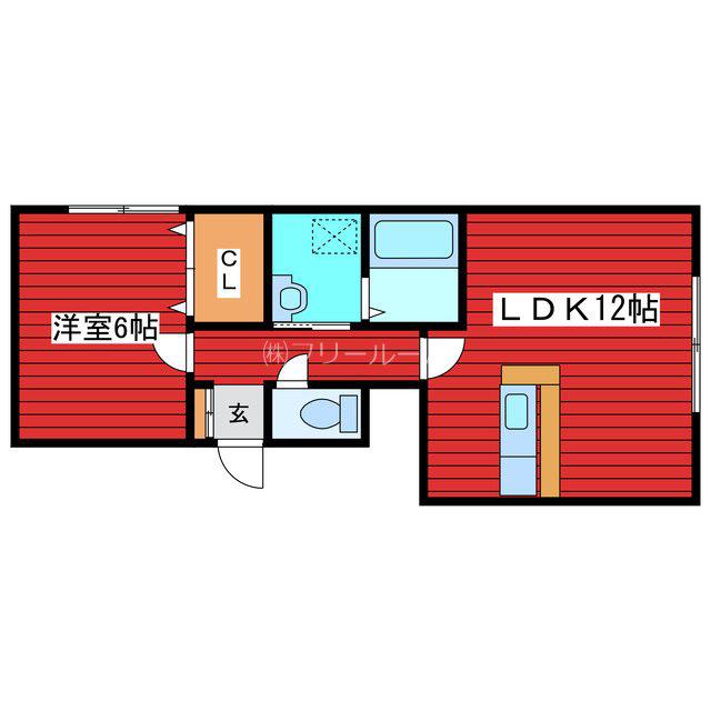 ウィスタリア西岡(1LDK/2階)の間取り写真