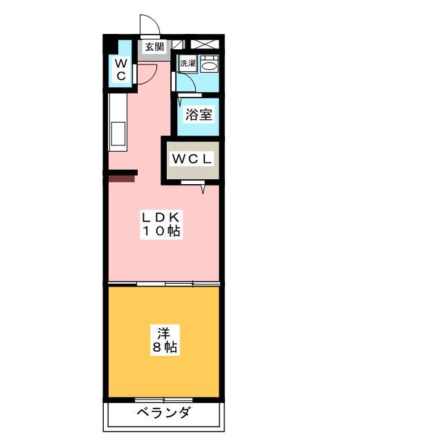 ディアコート新田(1LDK/2階)の間取り写真