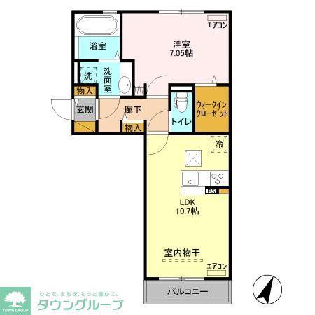 京成千原線 千葉寺駅 徒歩5分 3階建 築8年(1LDK/1階)の間取り写真