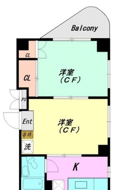 田上ビル(2K/6階)の間取り写真