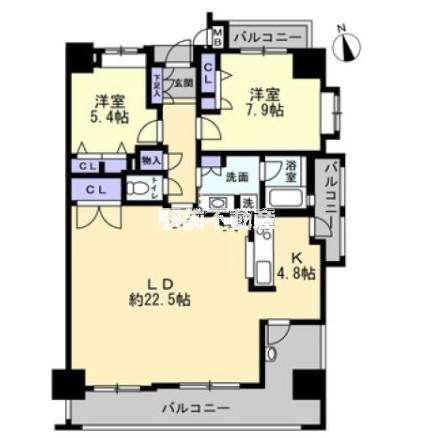 アーサー小森野リバーパーク(2LDK/3階)の間取り写真