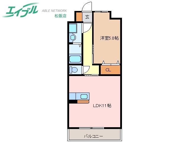 シャンティーク(1LDK/6階)の間取り写真