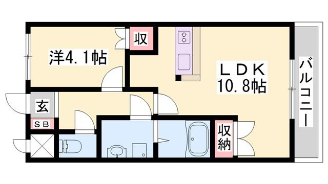 ウィンドヒル(1LDK/1階)の間取り写真