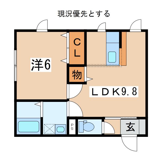 サンテラス松が岬A(1LDK/2階)の間取り写真