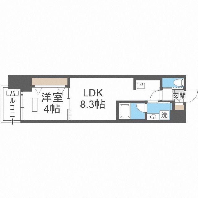 コンフォリア西天満(1LDK/4階)の間取り写真