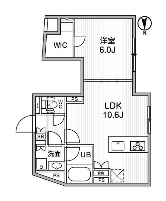 ALTERNA祐天寺(1LDK/3階)の間取り写真