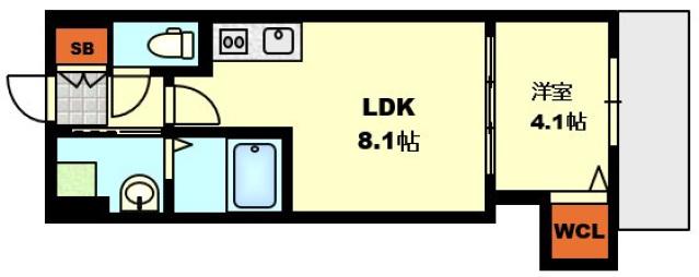 BONHEUR宇品海岸二丁目(1LDK/2階)の間取り写真