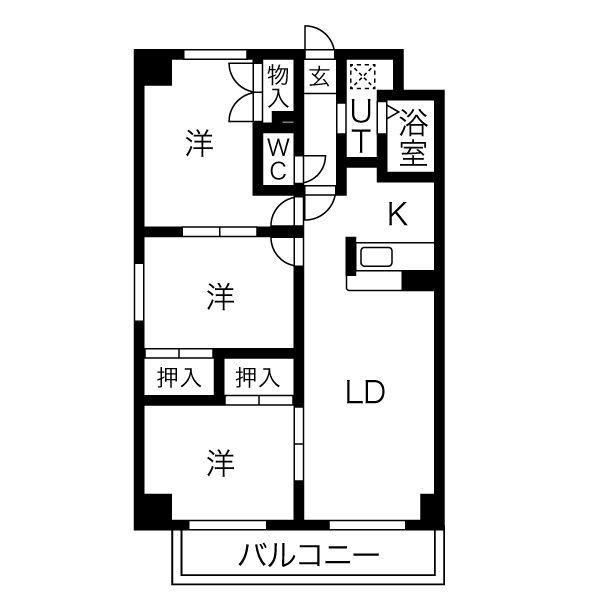 元町ガーデン(3LDK/2階)の間取り写真