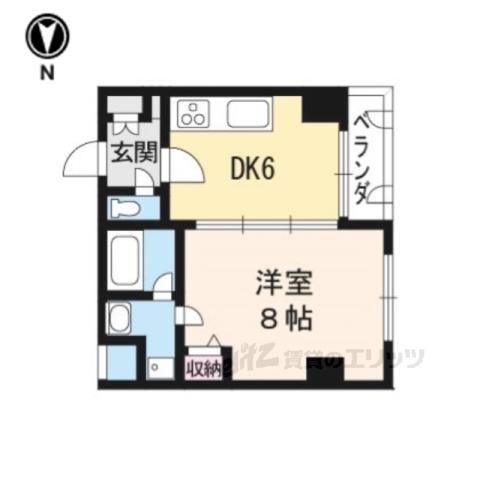 AFICION堀川(1DK/6階)の間取り写真
