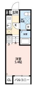 セレーナ仙台ドゥーエ(1K/1階)の間取り写真