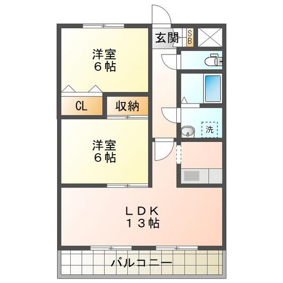 シャルマン ドミール(2LDK/4階)の間取り写真