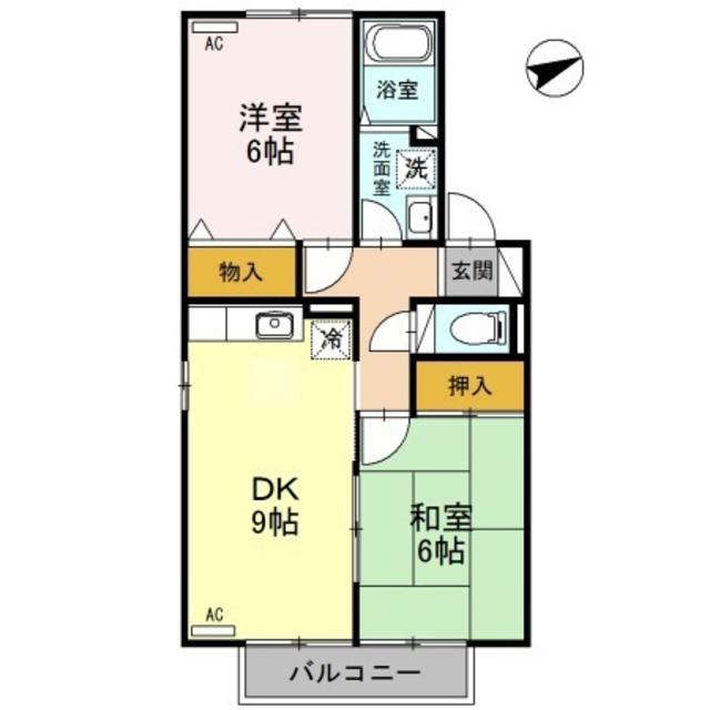 ウォーターシールドA(2DK/2階)の間取り写真