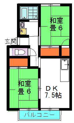 メゾン藤家A棟(2DK/1階)の間取り写真