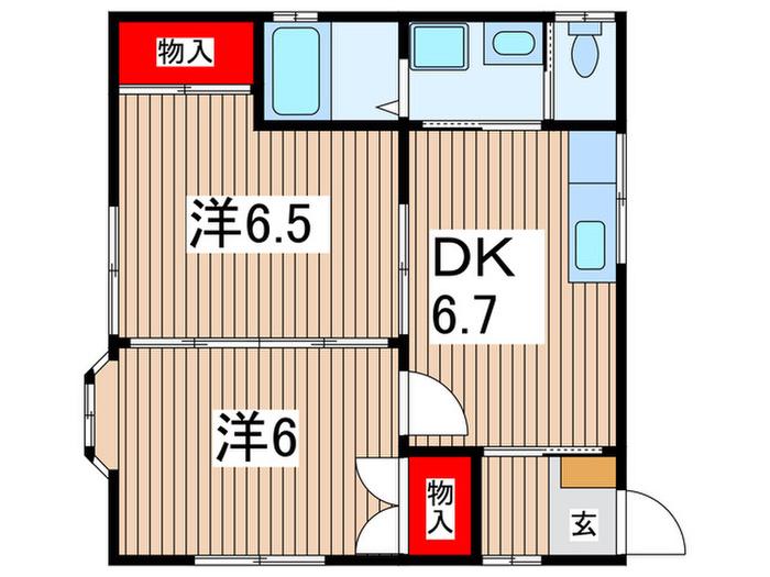 エースハイツ(2DK/1階)の間取り写真