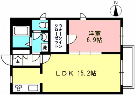 ミオプラサール(1LDK/1階)の間取り写真