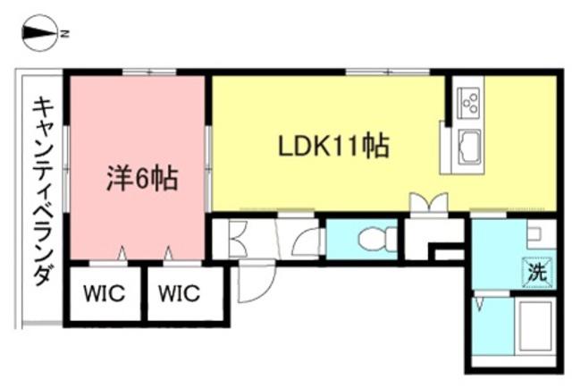 グランドール梅ヶ丘(1LDK/2階)の間取り写真