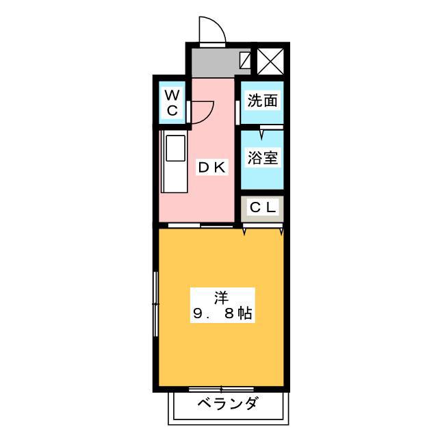 セントリバーヒルズ白子(1K/3階)の間取り写真