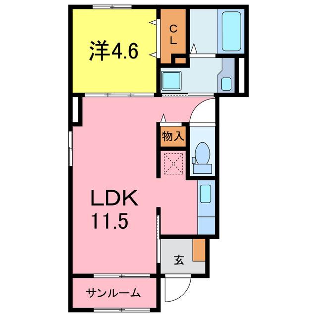 ハピネス SUGIURA(1LDK/1階)の間取り写真