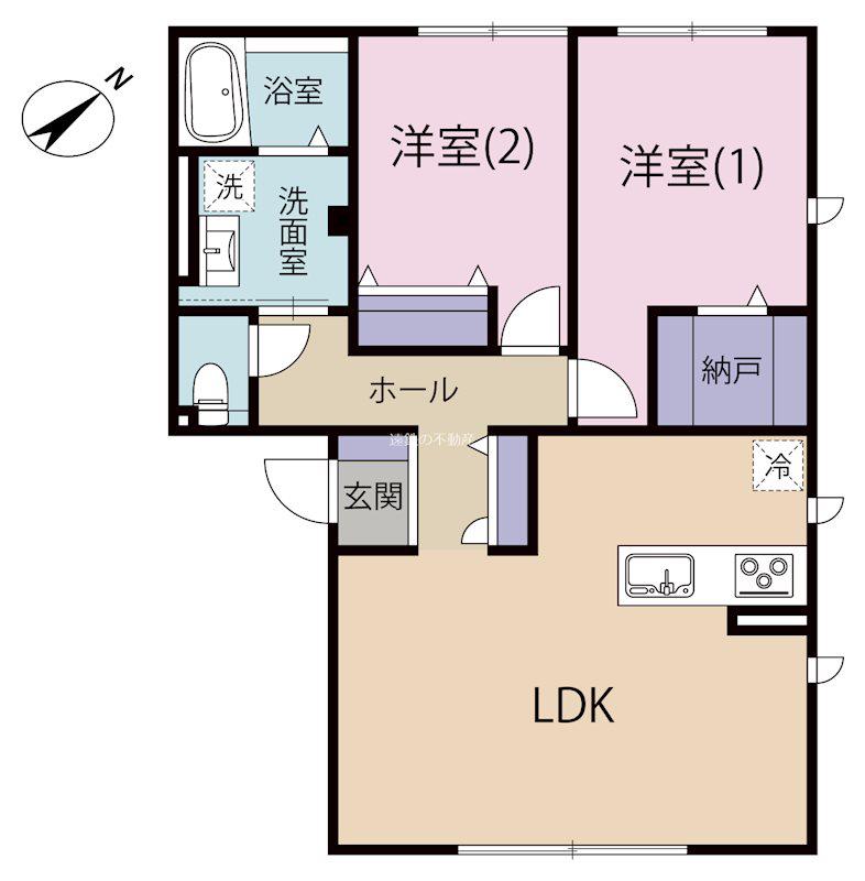 GRAND HILL 清水 I(2LDK/2階)の間取り写真