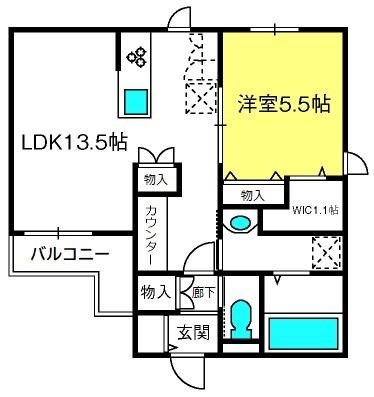 GEMINOS(1LDK/3階)の間取り写真