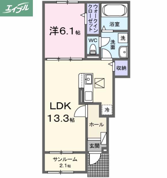 エスポワール昴A(1LDK/1階)の間取り写真