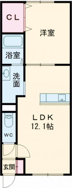 MODE-A(1LDK/1階)の間取り写真