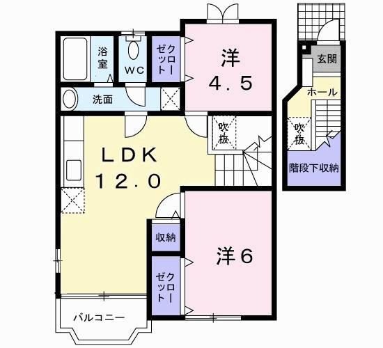 クレストール(2LDK/2階)の間取り写真