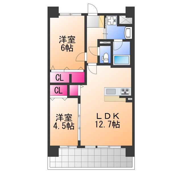 アトリエール堺寺地町(2LDK/6階)の間取り写真