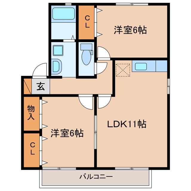 K・ブルームA(2LDK/2階)の間取り写真