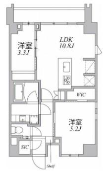 アジールコート麻布十番(2LDK/6階)の間取り写真