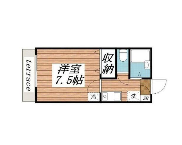メゾンブルーム(1K/2階)の間取り写真