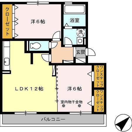 アクチュアリーM(2LDK/2階)の間取り写真