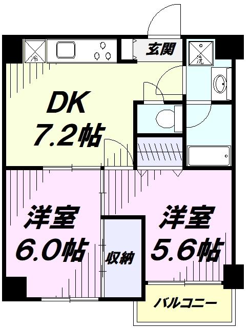 グランシャリオ国立(2DK/5階)の間取り写真