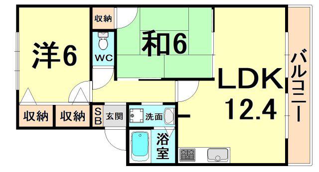 アンソレイエIZUMI(2LDK/1階)の間取り写真