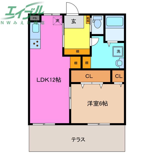 サンハイツIII(1LDK/1階)の間取り写真