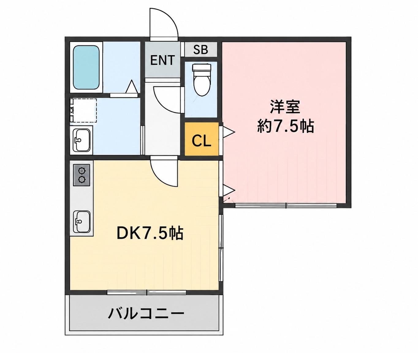 クイーンライフ桑津(1DK/5階)の間取り写真