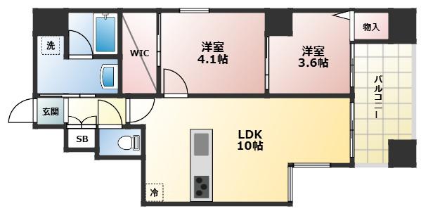 KSM西宮(2LDK/2階)の間取り写真