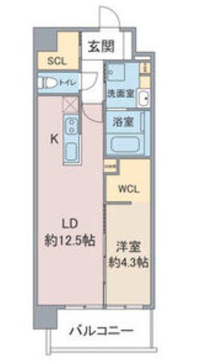 VERT 桜(1LDK/8階)の間取り写真