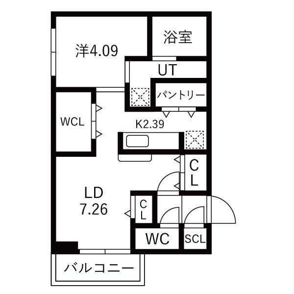 メラ ヴェルデ(1LDK/4階)の間取り写真