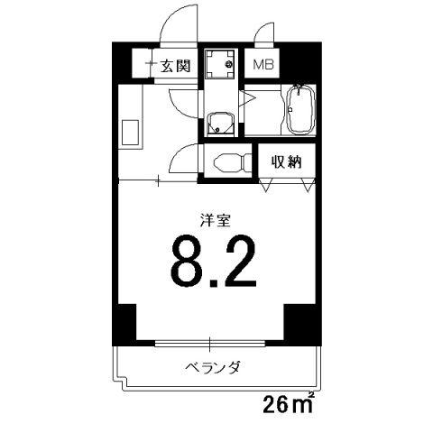 ミレニアム公和III(1K/4階)の間取り写真