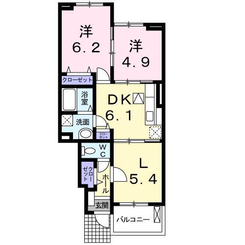 ストーンビレッジB(2LDK/1階)の間取り写真