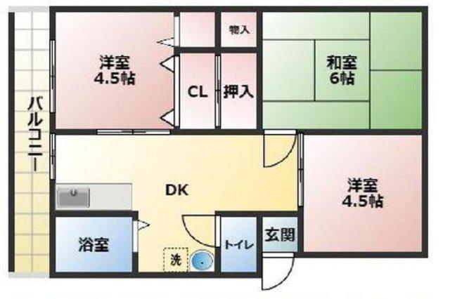 アーバン朝来(3DK/1階)の間取り写真