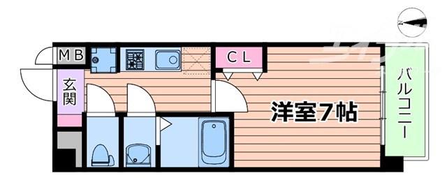 ALIVIS SHIMO-SHINJO SOL TERRACE(1K/6階)の間取り写真