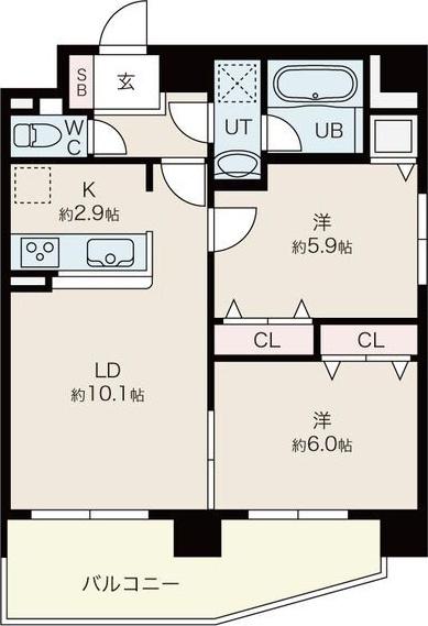 ソールタワー近代美術館(2LDK/5階)の間取り写真