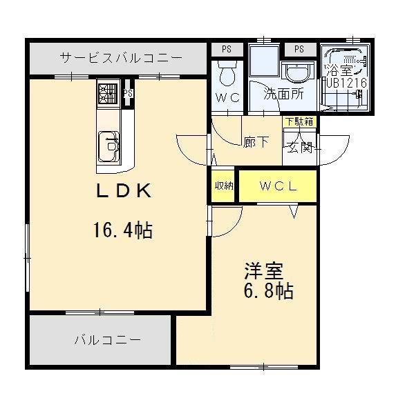 スマイル(1LDK/3階)の間取り写真