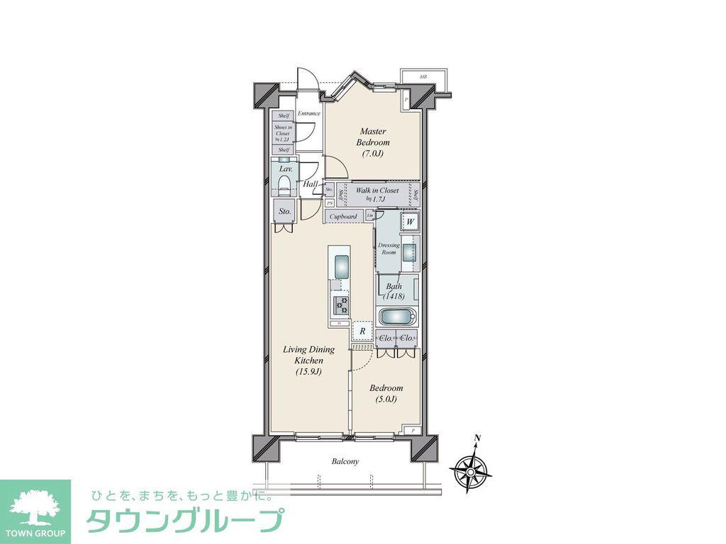 パークシティ高田馬場(2LDK/7階)の間取り写真