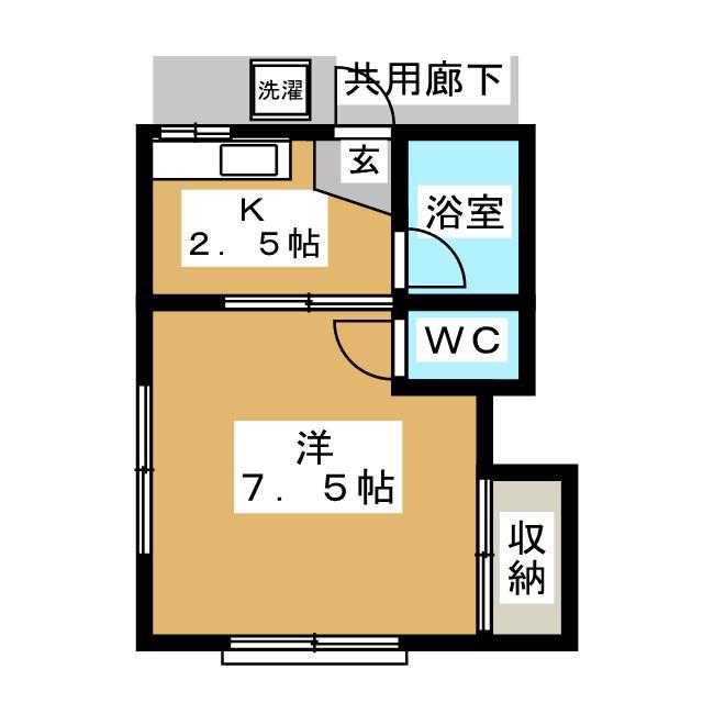 メゾン西(1K/1階)の間取り写真