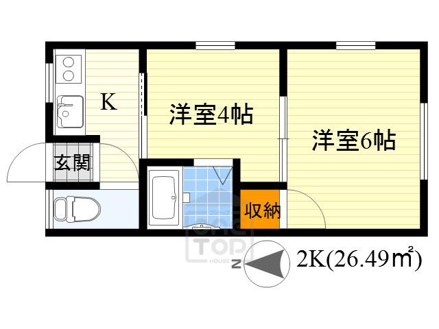 橋本アパート(2K/2階)の間取り写真